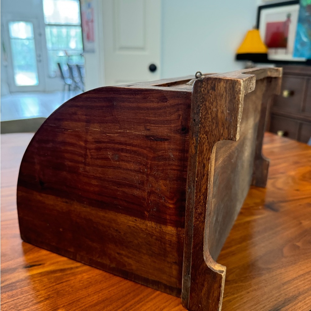 VINTAGE OLD RARE HANDMADE WOODEN LETTER / CARD RACK HOLDER WITH DRAWER 12.75” - Picture 10 of 13